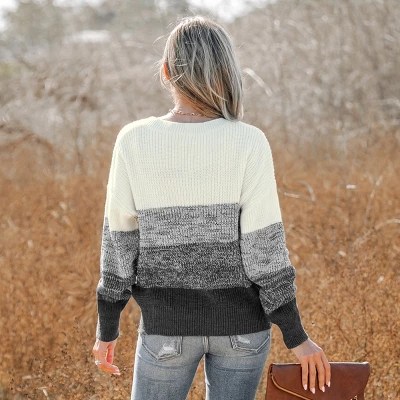 Women's Striped V Neck Drop Sleeve Sweater Cupshesblack Target