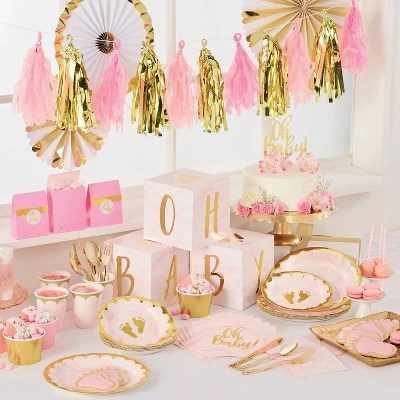 Baby Shower Marble Party Supplies Collection Pink Target