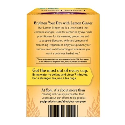 Yogi Tea Lemon Ginger Tea Bags 16ct Target