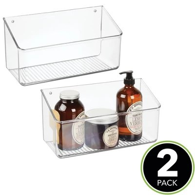 Mdesign Wall Mount Plastic Home Storage Organizer Basket, 2 Pack Target