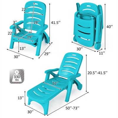 Tangkula 2 Pcs Patio Chaise Lounge Chair 5position Folding Recliner