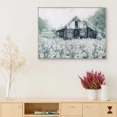 30" X 40" Dandelion Barn By Studio Arts Wrapped Framed Wall Art Canvas