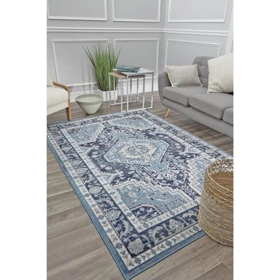 Rugs America Freida Fy15a Midnight Blue Vintage Farmhouse Dark Blue