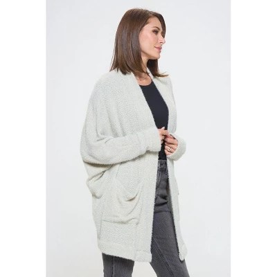 West K Women's Zoe Cozy Dusters With Pockets Small Ivory Grey Target