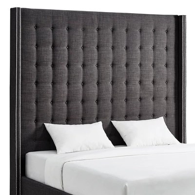 With a wide selection of fabrics and styles, our custom design program gives you the opportunity to put your designer's hat on and create a one of a kind bedroom piece in more than 800 fabrics and 50 leathers. king 84 madison wingback high headboard charcoal inspire q