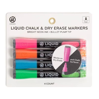 Versachalk Neon Liquid Chalk Markers By Versachalk - Wet Erase Chalk Ink Pens For Chalkboard Signs, Blackboard, Dry Erase Board (5Mm Bold Reversible Tip) | Wayfair U Brands 4Ct Liquid Chalk And Dry Erase Markers Neon : Target