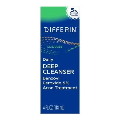 Differin Daily Deep Cleanser Acne Face Wash with Benzoyl Peroxide in