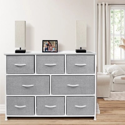 Sorbus 8 Drawers Wide Dresser Organizer Unit With Steel Frame Wood