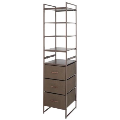 Mdesign Vertical Closet Furniture Storage Unit, 3 Drawers, 5 Shelves