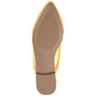 Journee Collection Womens Reeo Slip On Pointed Toe Mules Flats Yellow 6