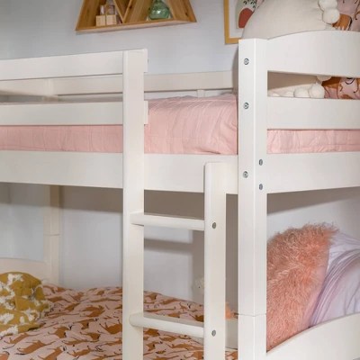 Buy Twin Over Twin Solid Wood Bunk Bed with Trundle White Saracina