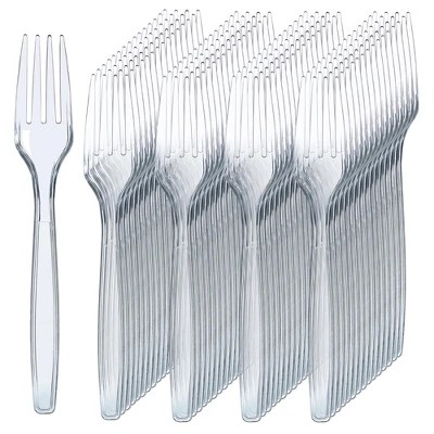 Prestee Disposable Plastic Forks, Silverware Bulk Set - Heavy Duty