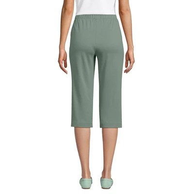 Lands' End Women's Sport Knit High Rise Elastic Waist Capri Pants