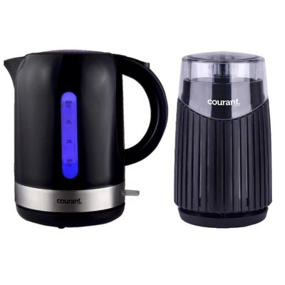 Courant 1.7 Liter Cordless Electric Kettle With Coffee Grinder - Black