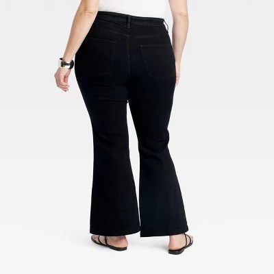 Women's Highrise Relaxed Flare Jeans Ava & Viv™ Black 30 Target