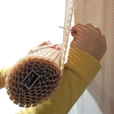 36" X 72" Outdoor Oval Vinyl Cordfree Pvc Rollup Blinds Woodgrain