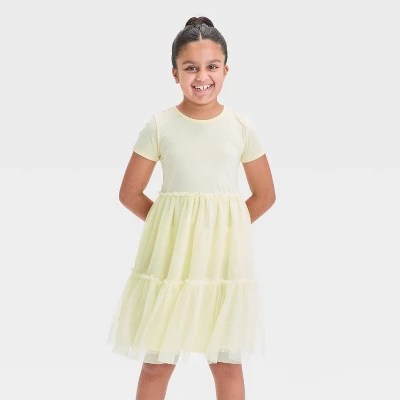 Girls' Short Sleeve 'Animal' Printed Knit Dress Cat & Jack™ Beige S