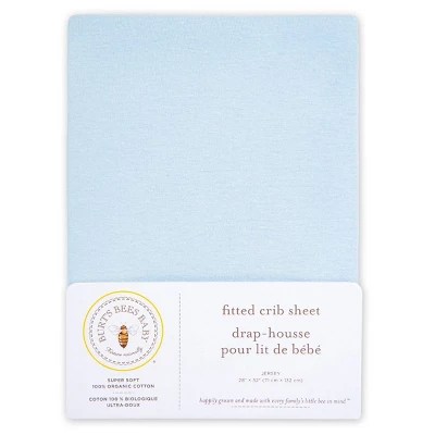 Burt's Bees Baby® Organic Jersey Fitted Crib Sheet Sky Blue Target