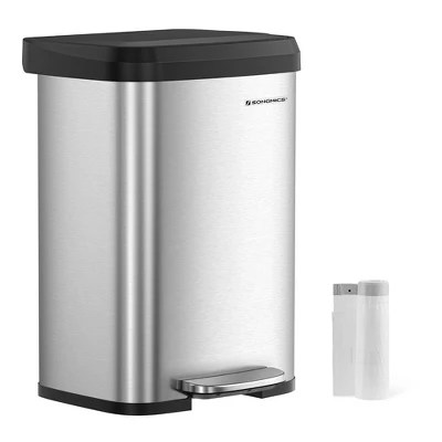 Songmics 13 Gallon Kitchen Trash Can Stainless Steel Garbage Can