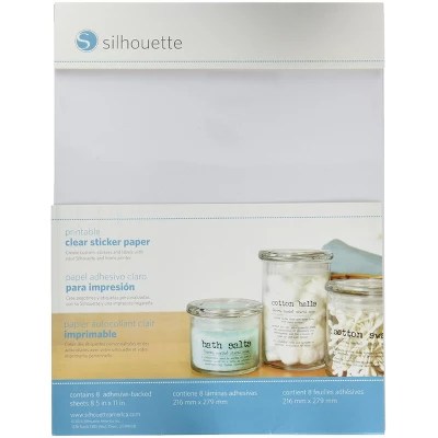 Silhouette Printable Sticker Paper 8.5X11 8/Pkg-Clear : Target