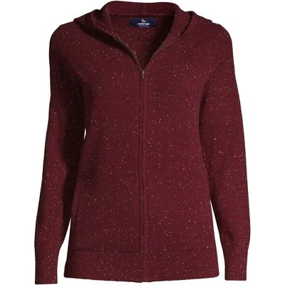 Lands' End Women's Cashmere Front Zip Hoodie Sweater Small Rich