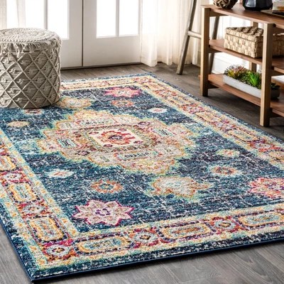 Jonathan Y Bohemian Flair Boho Vintage Medallion Navy/red 5 Ft. X 8 Ft. Area Rug Target