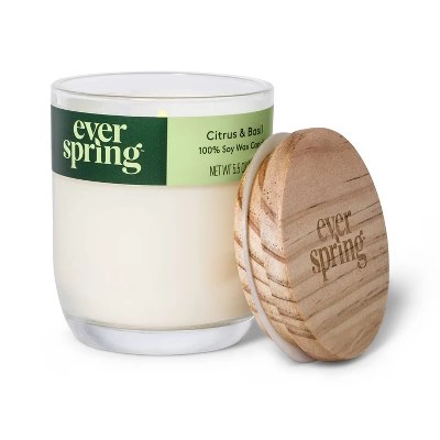 Citrus & Basil 100 Soy Wax Candle Everspring™ Target