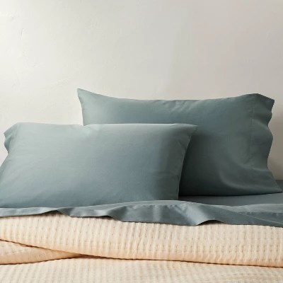 Standard 500 Thread Count Washed Supima Sateen Solid Pillowcase Set