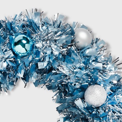 16" Tinsel Artificial Christmas Wreath With Shatterresistant Ornaments