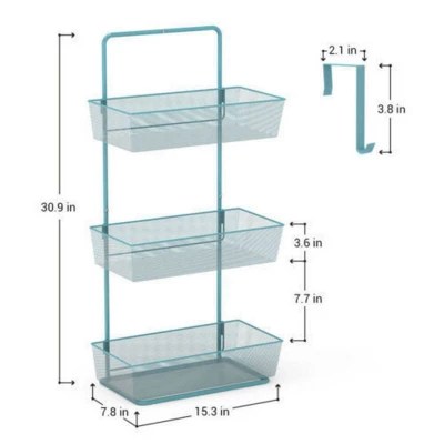 Nex 3 Tier Over The Door Basket Organizer With 3 Tier Mesh Basket