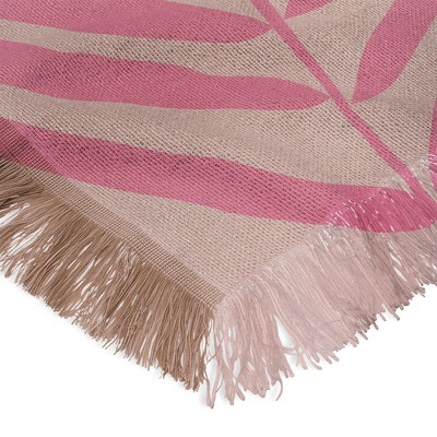 Daily Regina Designs Pink And Blush Palm Leaf Woven Throw Blanket