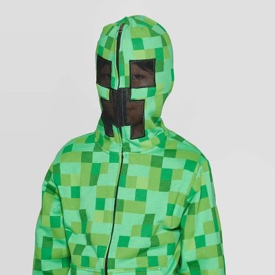 Boys' Minecraft Creeper Costume Fleece Sweatshirt Green S Target