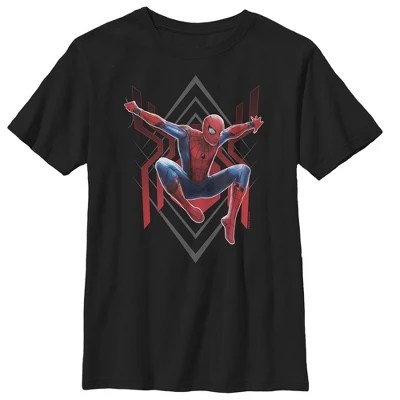 Boy's Marvel Spiderman Far From Home Diamond Tshirt Black X