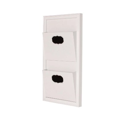 12" X 20" Walcott Wood Wall Organizer With Two Pockets White Kate