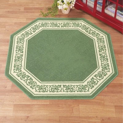 Collections Etc Floral Border Octagon Accent Rug 54" X 54" Sage Target