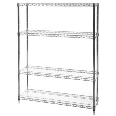 Chrome Wire Shelving With 4 Shelves 12"d X 42"w X 64"h