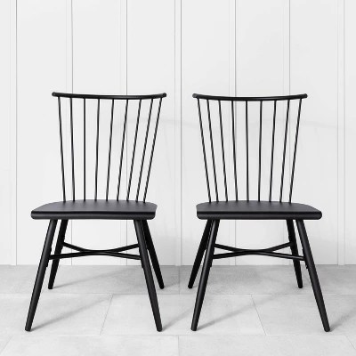 Walmart.com has been visited by 1m+ users in the past month 2pk Indoor Outdoor Metal Patio Dining Chair Set Black Hearth Hand With Magnolia Target