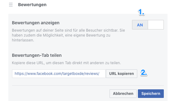 Wie man Facebook Bewertungen löscht bzw. ausschaltet — Targetbox