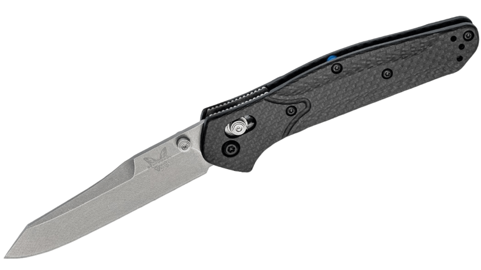 Osborne Folding Knife 3.4" S90V Stonewash Plain Blade, Carbon Fiber