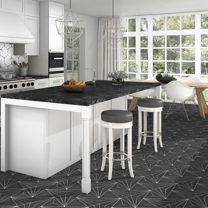 Axis Black Hexagon Tile Wall & Floor 250 x 220mm Target Tiles