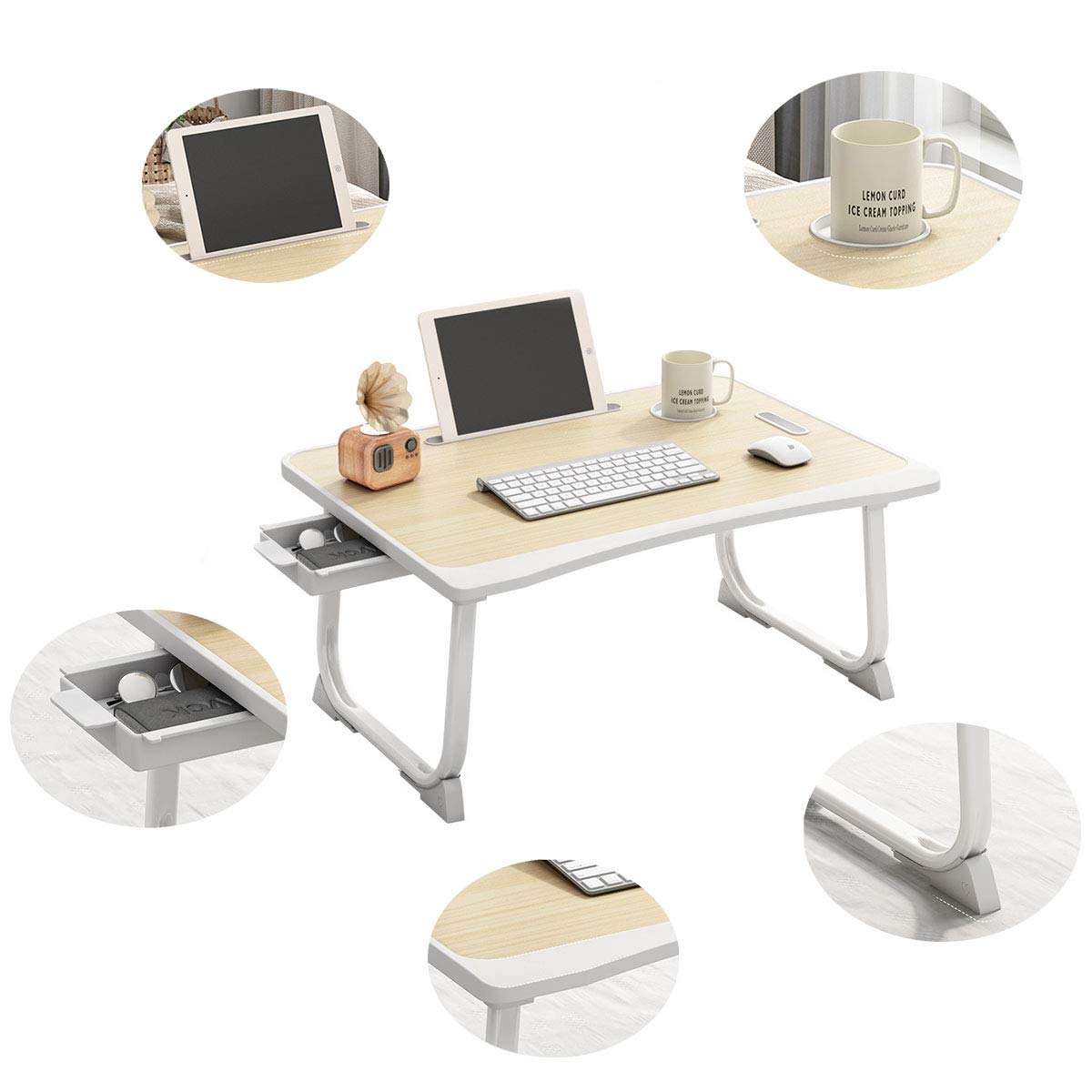 Tarkan Portable Folding Laptop Desk for Bed, Lapdesk with Handle