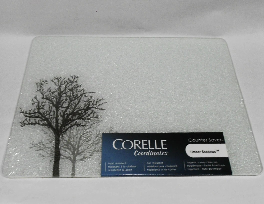 ️ Corelle TIMBER SHADOWS 15x12 COUNTER SAVER Tempered Glass Hot Plate