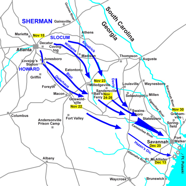 Sherman's March to the Sea map