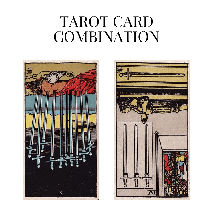 Ten Of Swords Reversed AND Four Of Swords Reversed Tarot Card Combination
