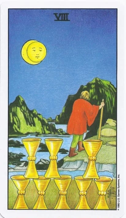 Minor Arcana - 8 of Cups - Rider-Waite-Smith Tarot Card Deck 