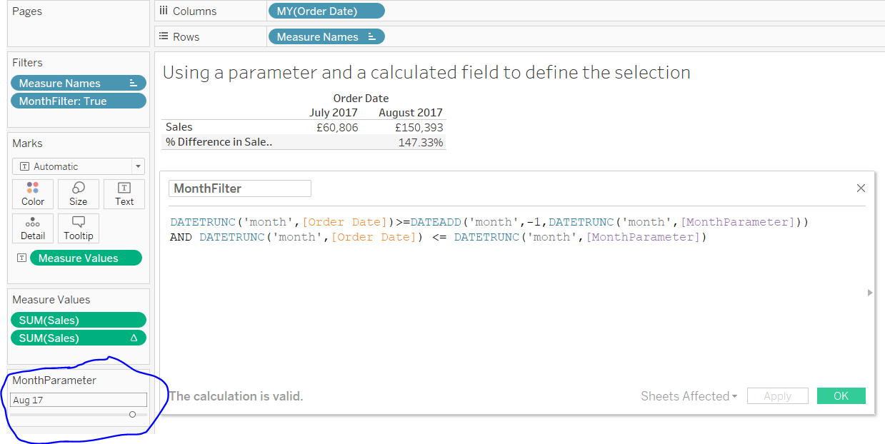 How to show prior period with a filter in Tableau TAR Solutions