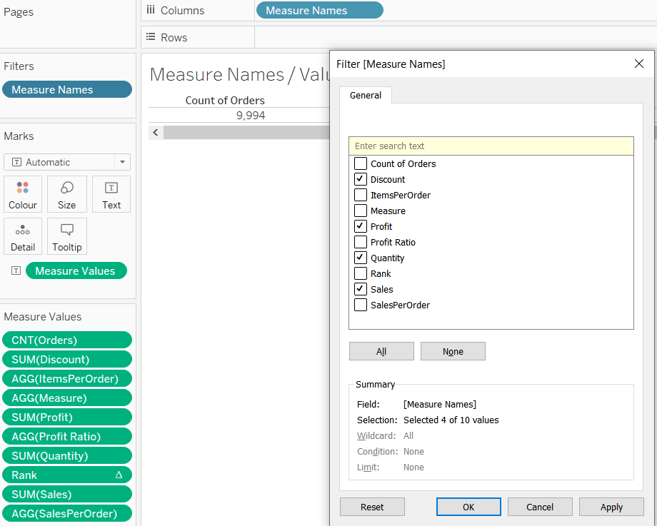 Multiple measures in table / bar chart in Tableau TAR Solutions