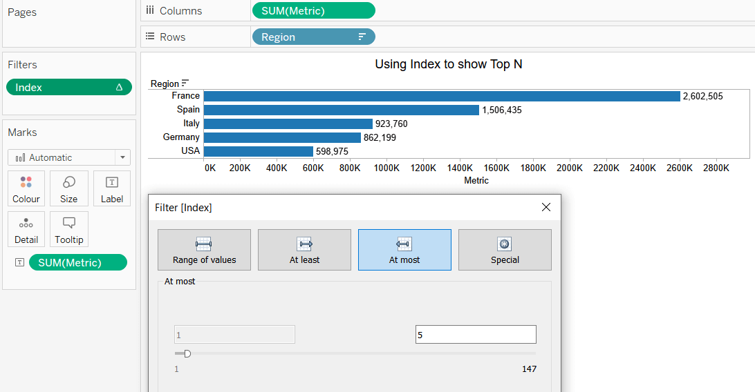 How to show the top n values in Tableau TAR Solutions