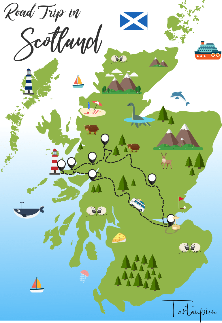 Pain Points carte ecosse road trip Tartan Pion