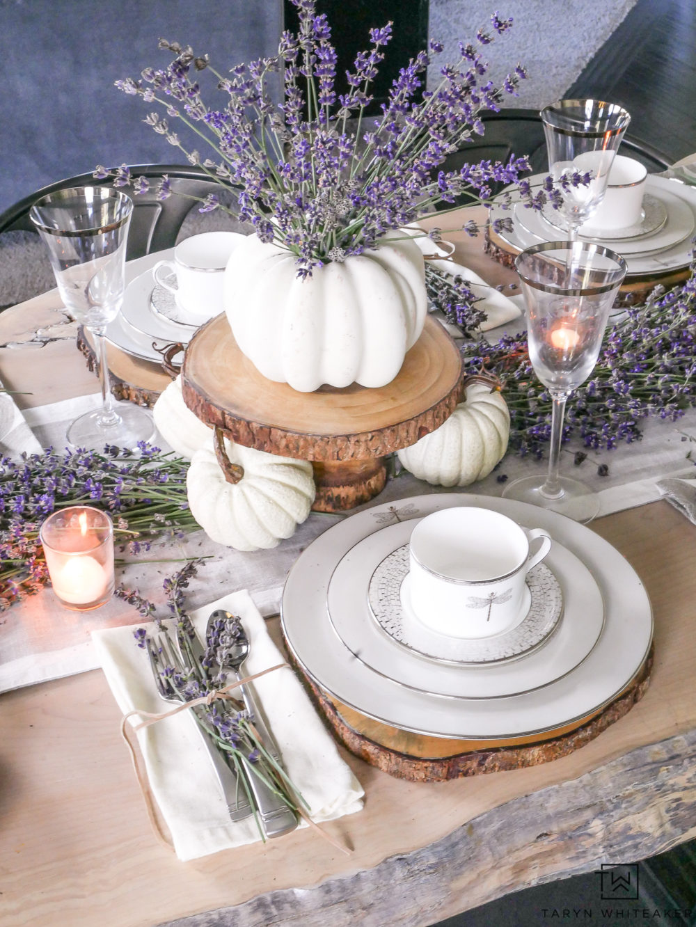 Fresh Lavender Fall Tablescape Taryn Whiteaker Designs